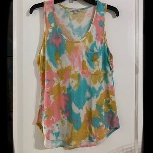 White Birch tie dye pocket tank, small, new